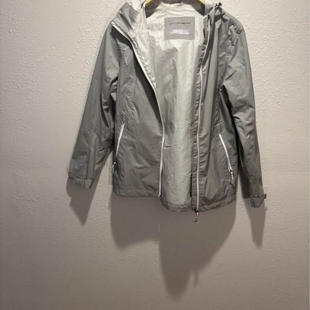 Gerry Women’s Gray Hooded Rain Jacket Windbreaker Water Resistant Size Medium